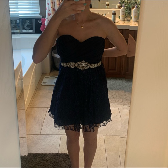 Strapless Navy Blue My Michelle Dress - Picture 4 of 5